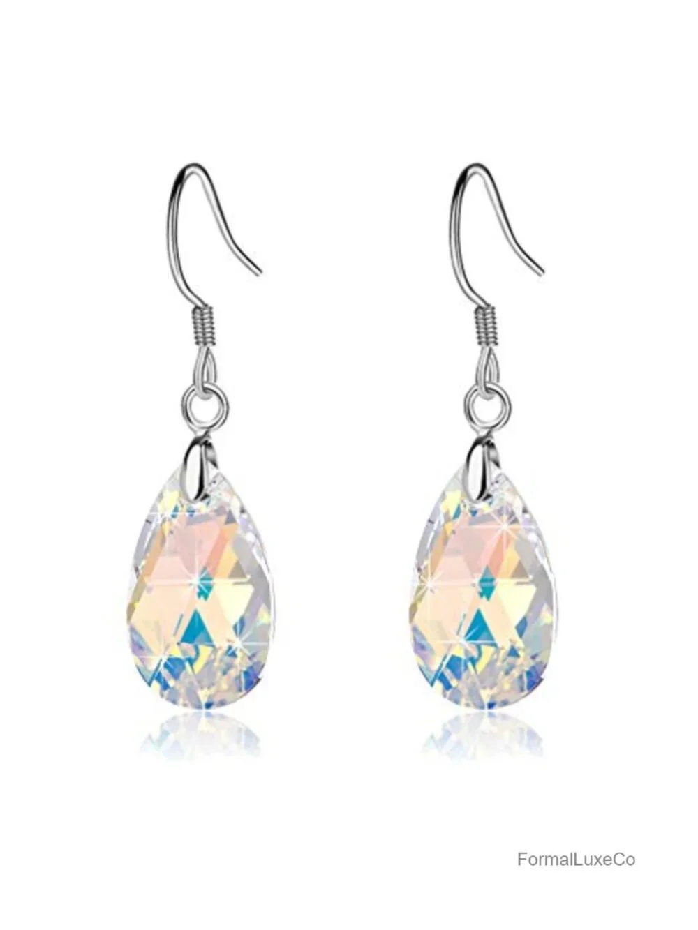 925 Sterling Silver Austrian Crystal Teardrop Dangle Earrings for Women -